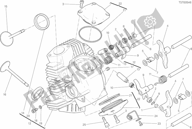 Alle onderdelen voor de Horizontale Kop van de Ducati Scrambler Italia Independent USA 803 2016